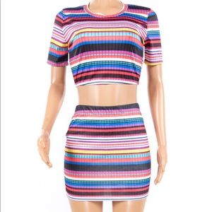 Colorful Crop Top & Mini Skirt 2pc Set